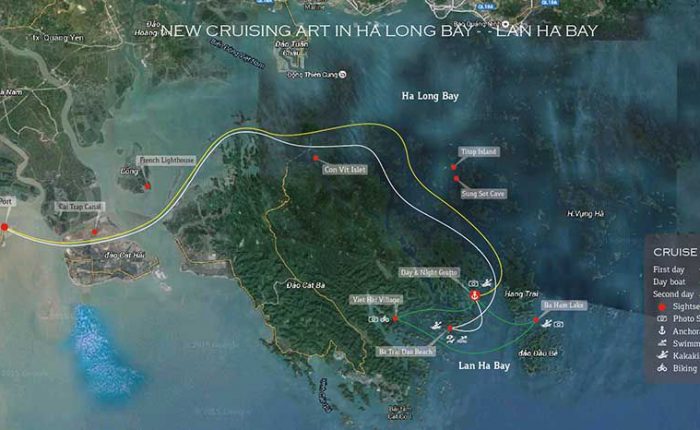 route map orchid cruise halong bay